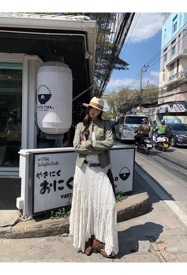 Lucas - Chân váy ren xòe chéo dáng maxi + belt da_thumbnail_3