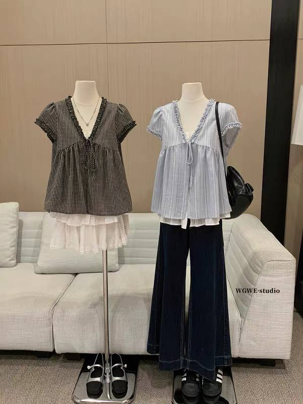 Áo Kiểu Nữ Tay Ngắn cộc BBD bèo V+áo ren AH.1207 (C) (0687)_thumbnail_0