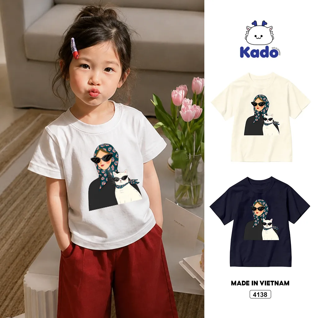 Áo thun trẻ em mèo con cá tính Kado 4138