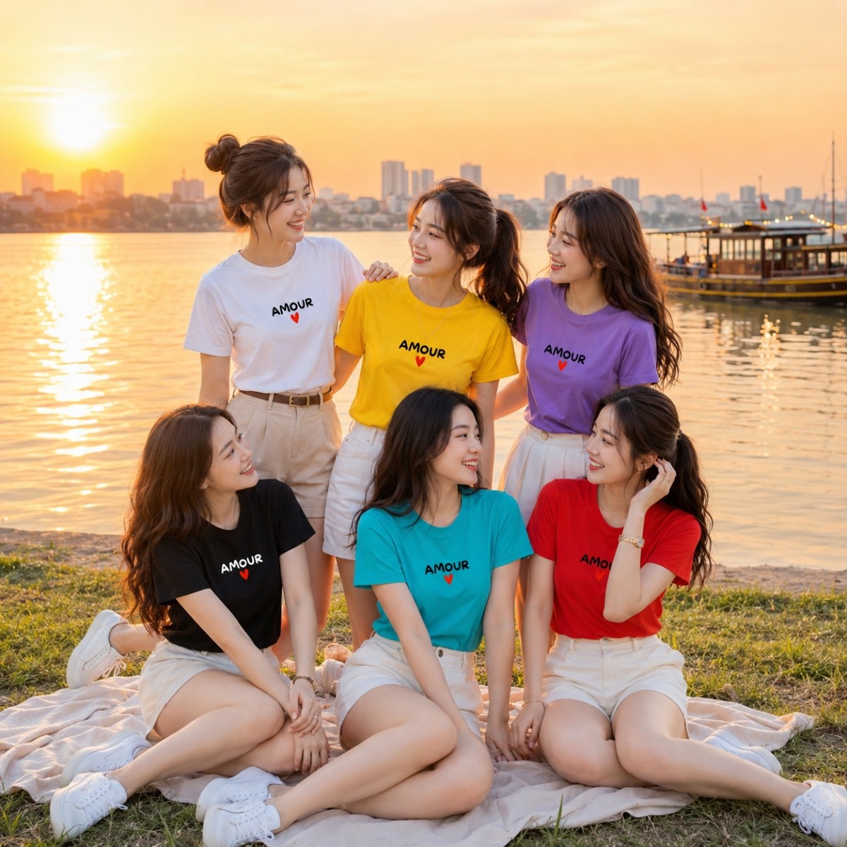 [Form Vừa] Áo phông chữ AMOUR trái tim - Loza VT8637