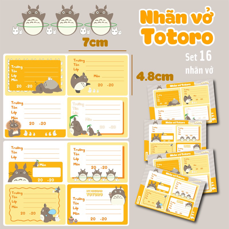 (In tên theo yêu cầu) SET 24 NHÃN VỞ Gấu dâu Lotso, Capybara, Kuromi, Totoro, Doraemon, nhiều mẫu siêu cute khác_thumbnail_4