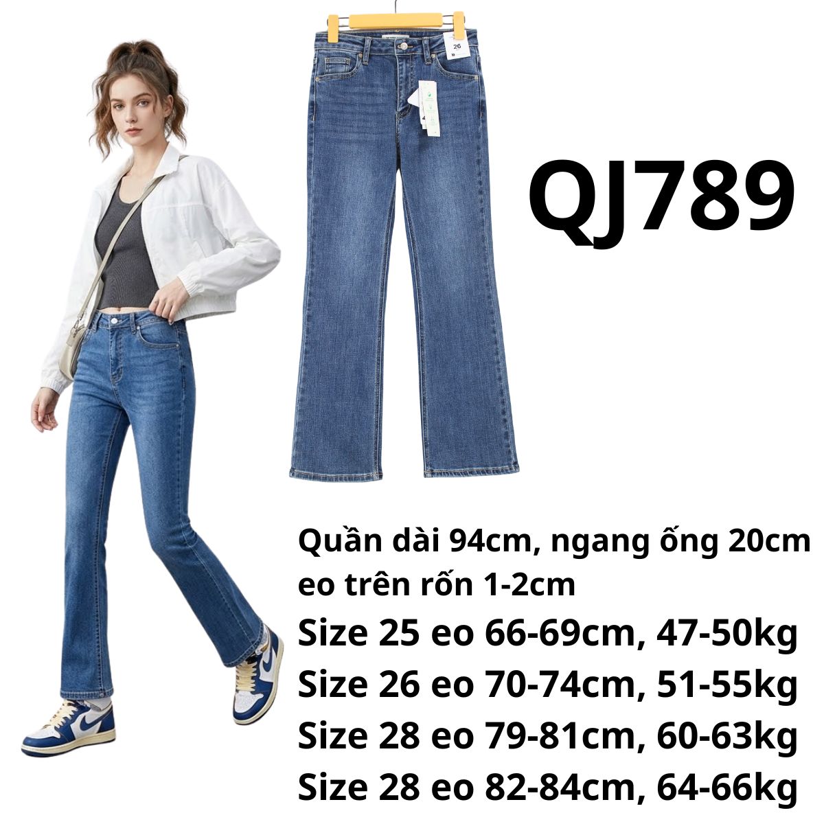 QJ789 - Jeans loe nhẹ