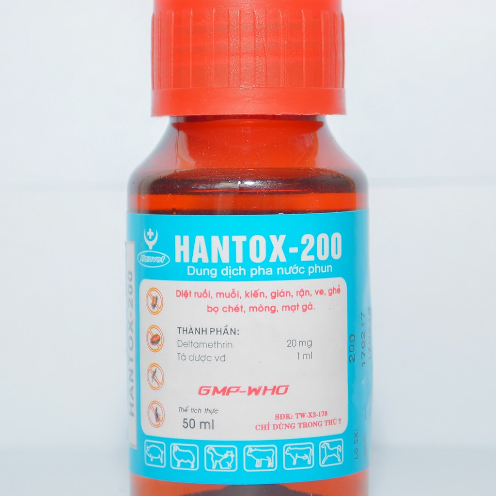 Diệt ruồi ,muỗi, kiến ,gián, rận, ve ghẻ, bò chét chó mèo Hantox-200 50ml
