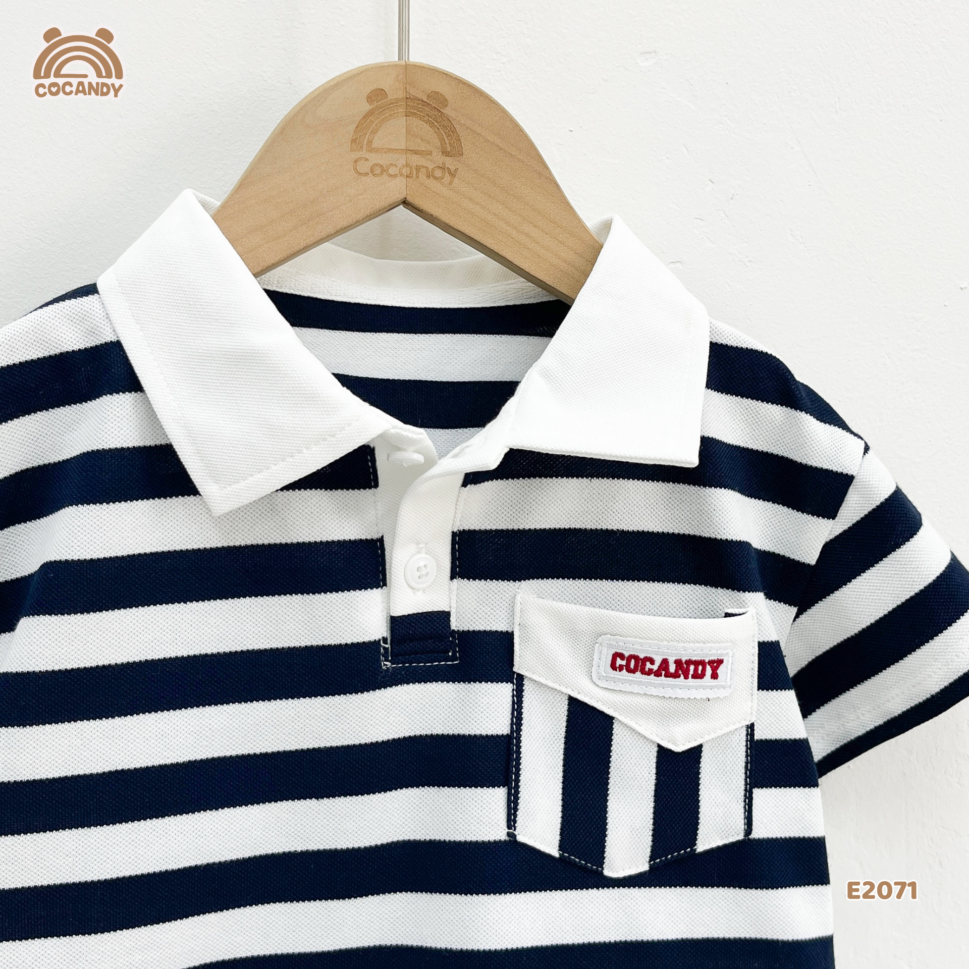 Áo cộc polo kẻ XANH NAVY túi ốp ngực_thumbnail_2