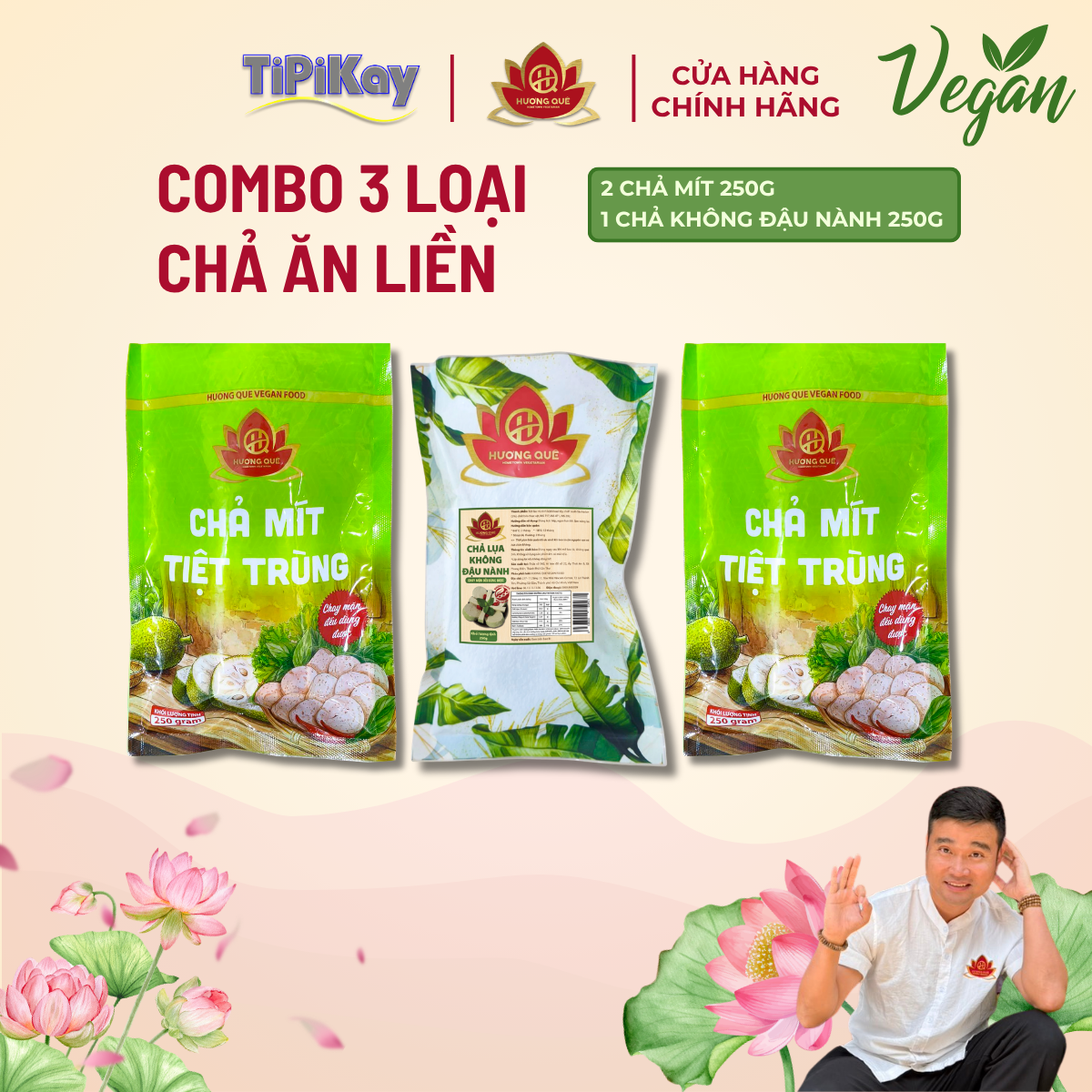 [Combo 3 món] 1 Chả Chay Không Đậu Nành 250g + 2 Chả Mít 250g CBTP-CCKDCM