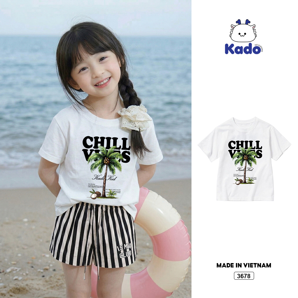 Áo thun bé trai bé gái hè biển Chill vibe Kado 3678