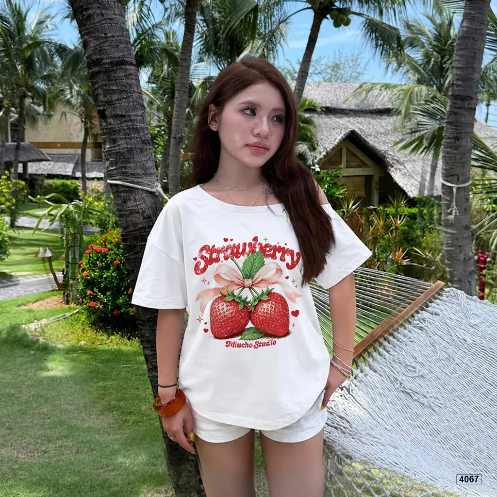 Áo thun nữ form rộng phong cách lệch vai mùa hè Miucho 4067_thumbnail_2