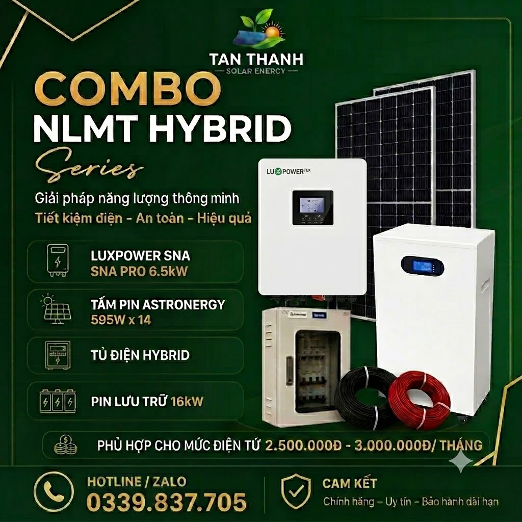 COMBO LUXPOWER SNA PRO 6.5kW PHÙ HỢP CHO TIỀN ĐIỆN TỪ 2.500.000Đ - 3.000.000Đ/THÁNG