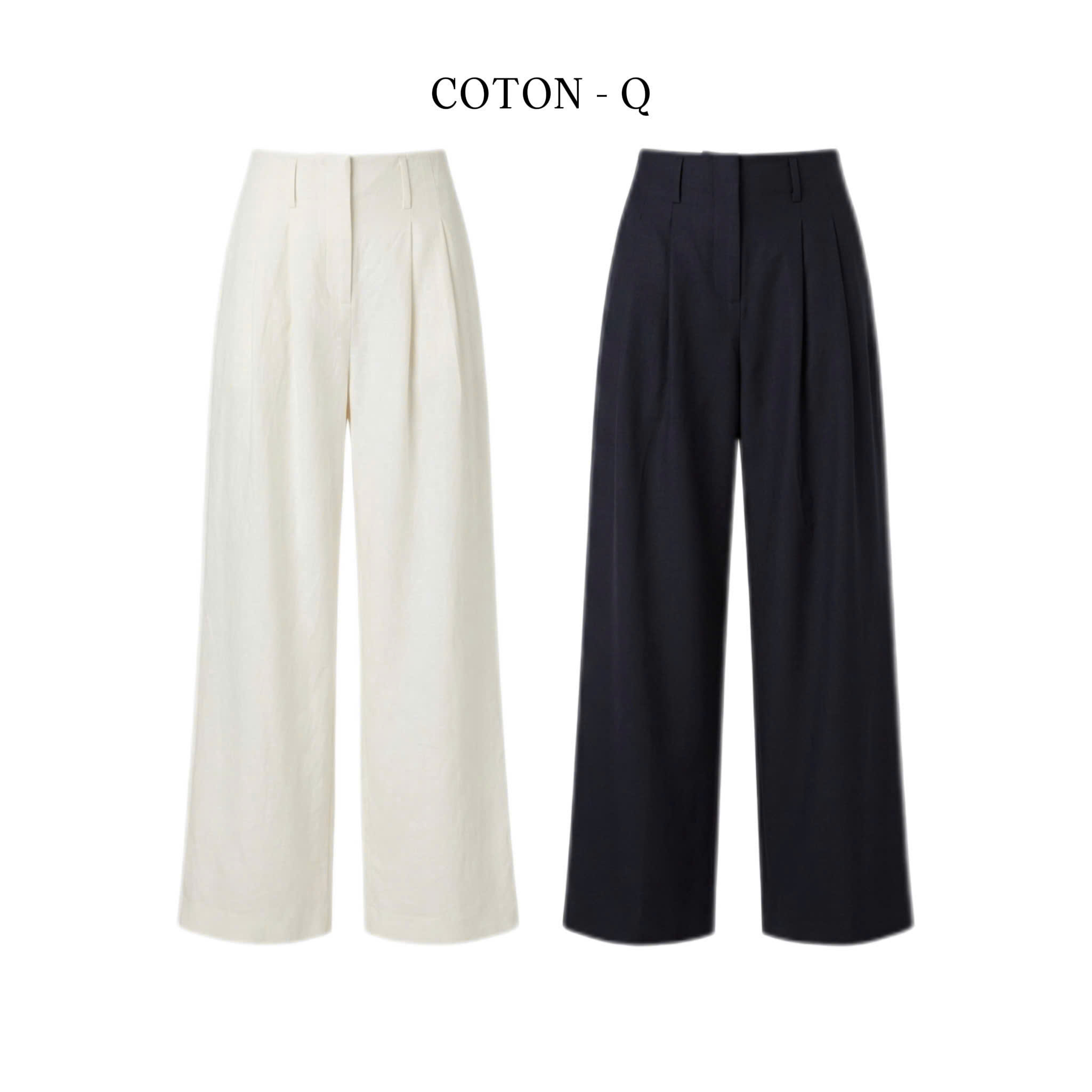 HQ357 - Quần suông linen 2 màu ( ĐEN )