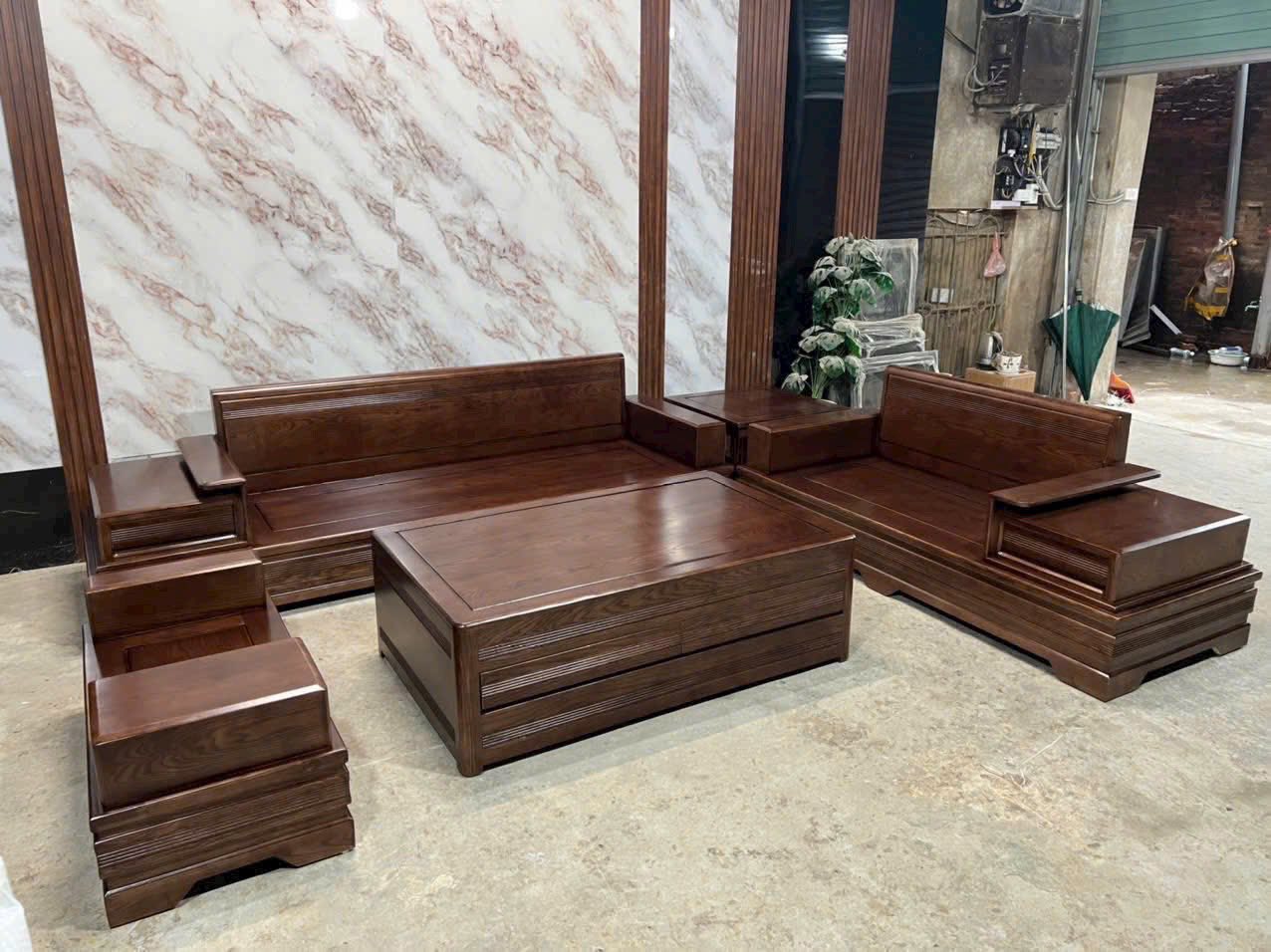 Sofa 2 Văng Chân Pháo Màu Nâu Đỏ Cao Cấp_thumbnail_1