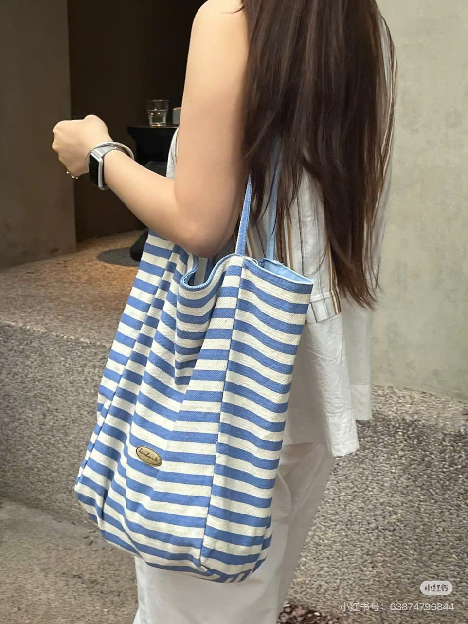 E463 TÚI TOTE KẺ 2 MÀU