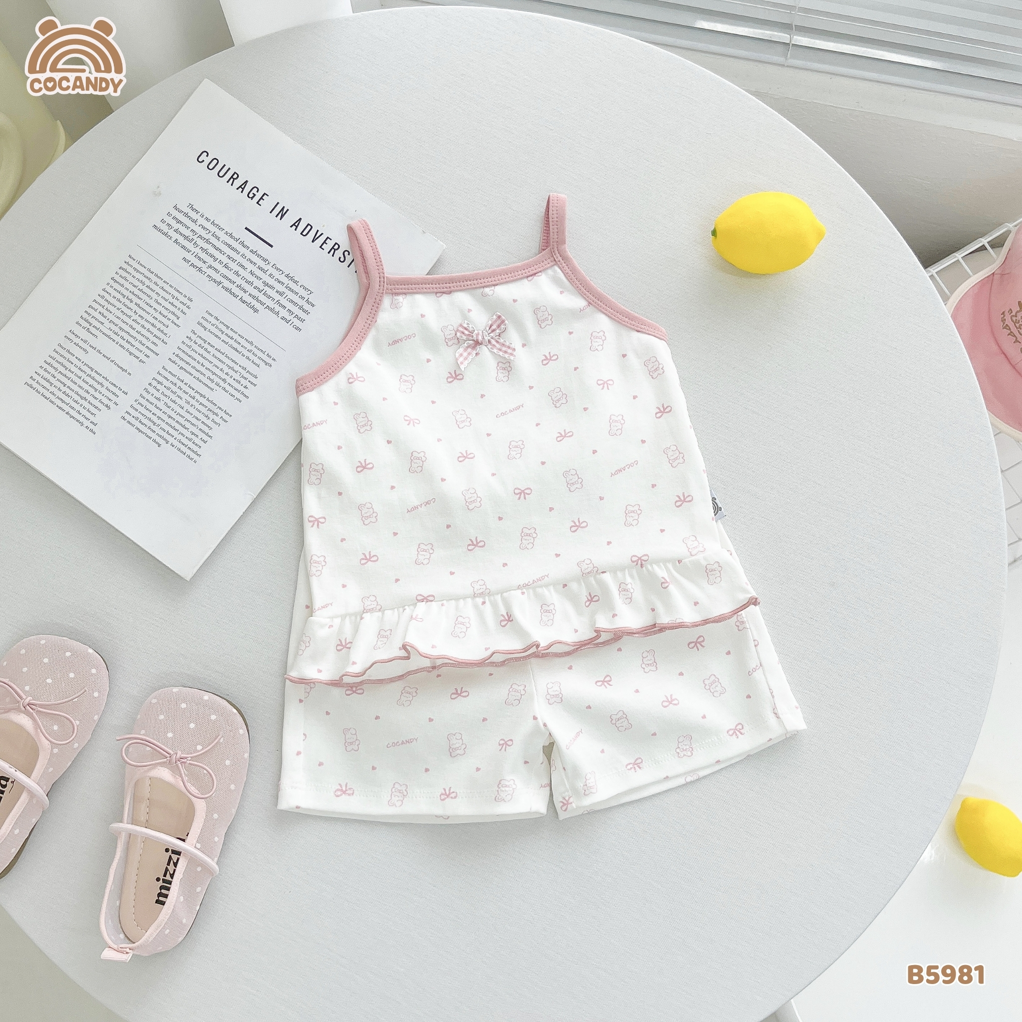 Bộ 2 dây thun TRẮNG hình gấu nơ tim hồng