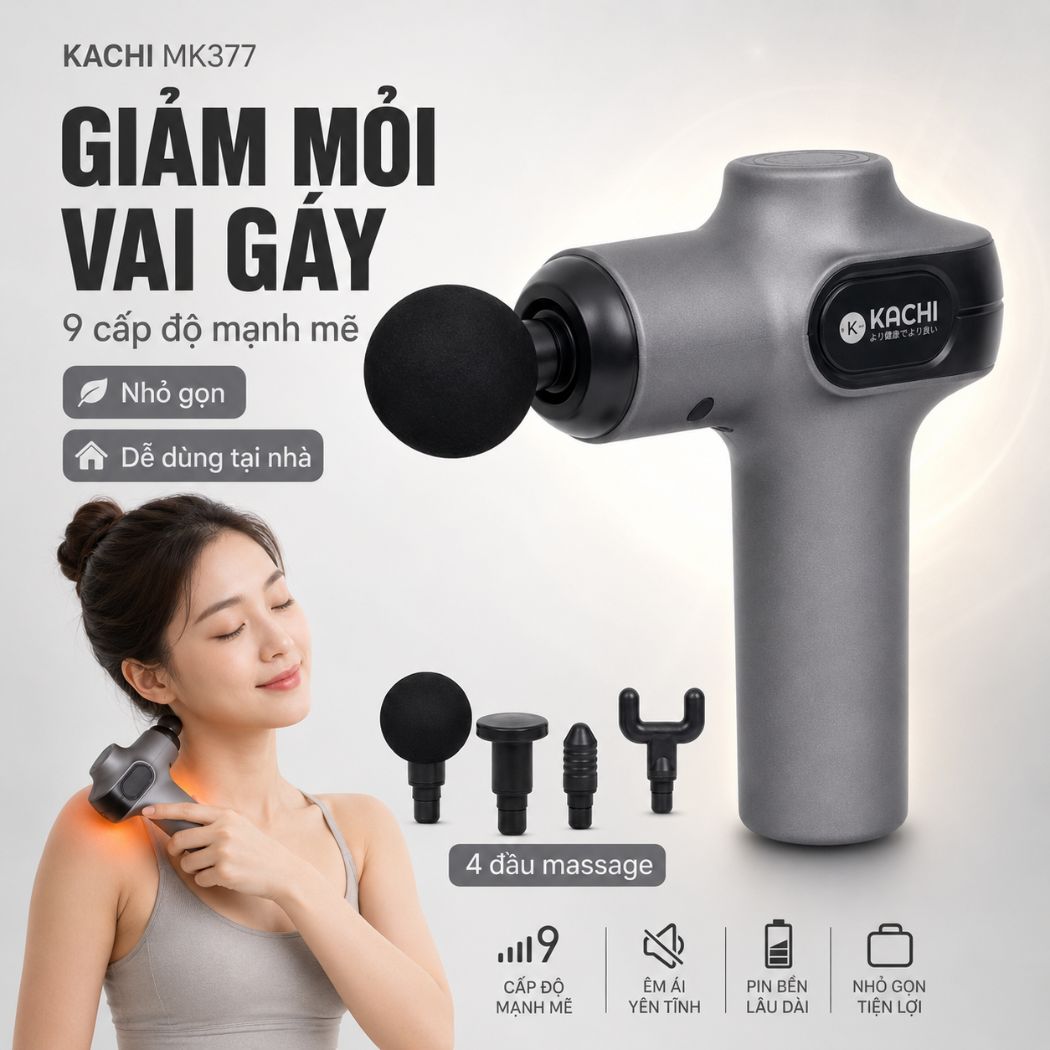 Súng massage trị liệu cầm tay đa năng Kachi MK377