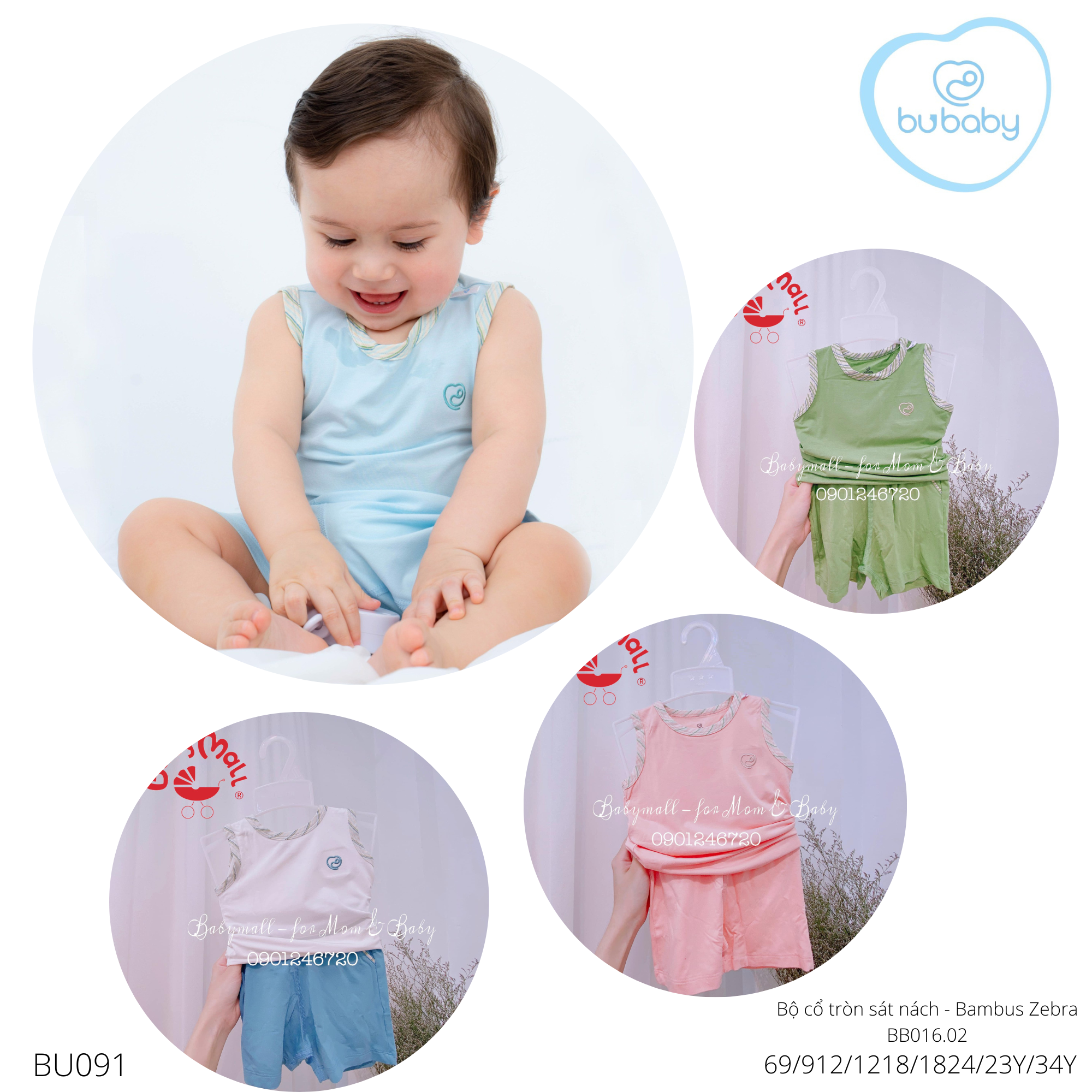 SALE 30% Bộ Bubaby ba lỗ viền bambus BB016.02