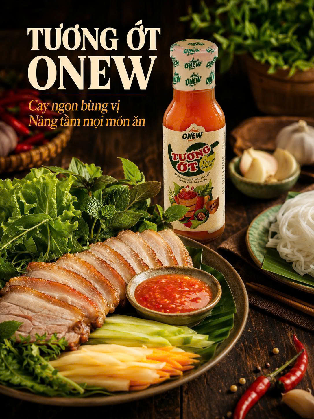 Ba chỉ luộc cuốn bún rau thơm