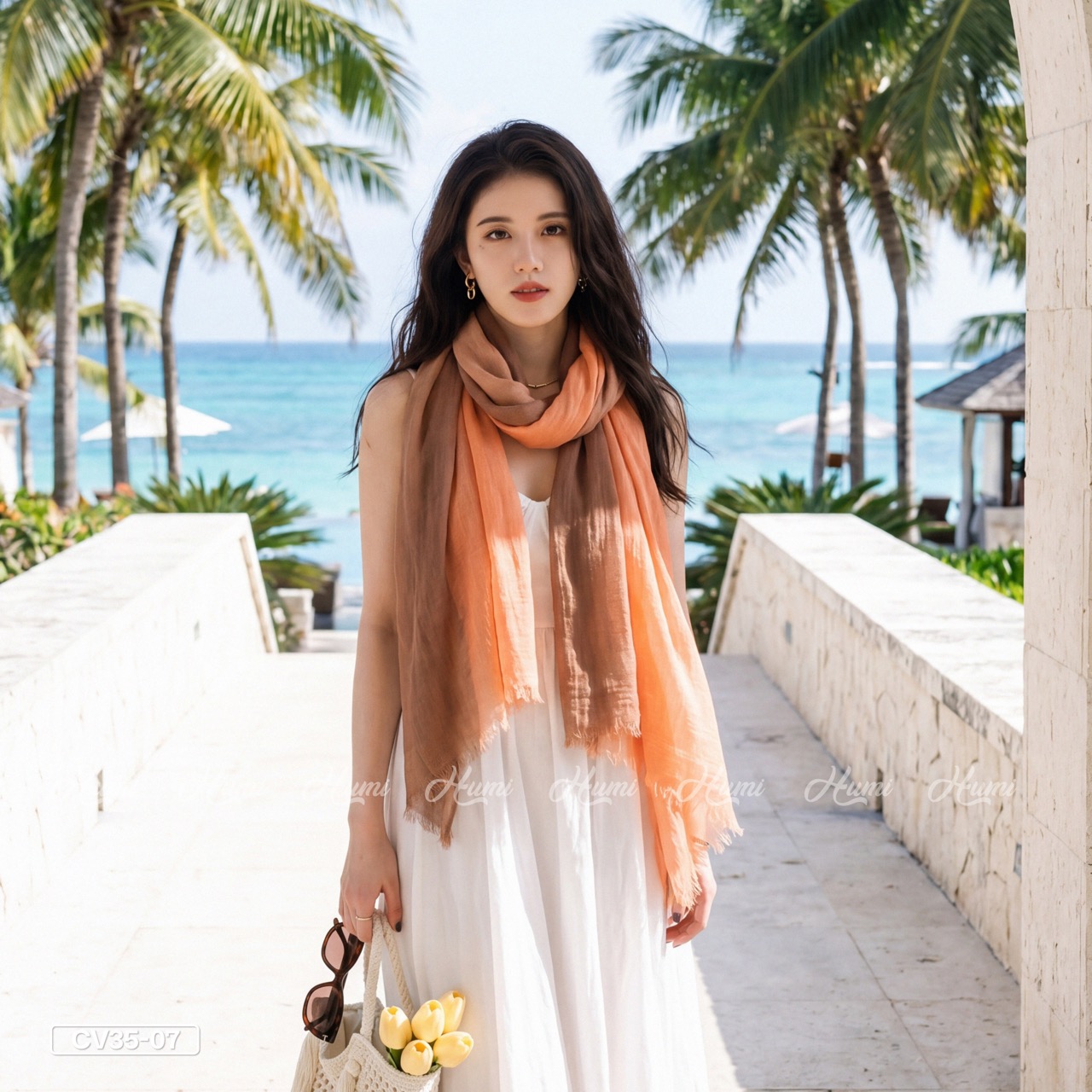 KHĂN COTTON PHA MÀU CHO NỮ (CV35-07)