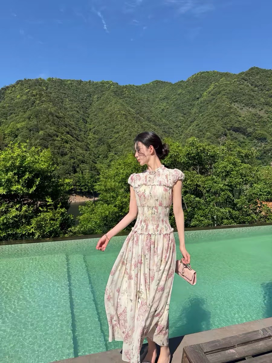 Lucas - Váy cổ đứng tay bồng dáng maxi chân xòe_thumbnail_2