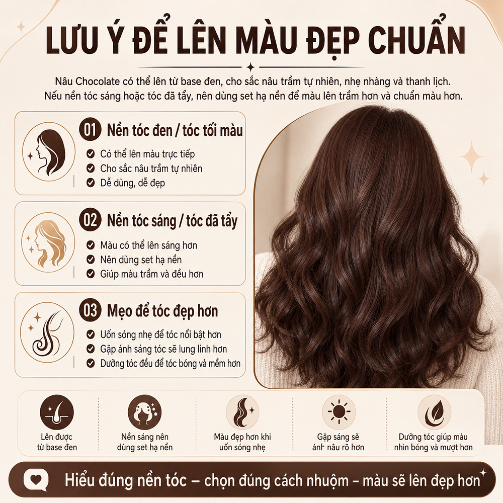 Thuốc Nhuộm Tóc Nâu Chocolate Lên Từ Base Đen, Không Cần Tẩy, Kèm Oxi Và HDSD Tiếng Việt_thumbnail_8