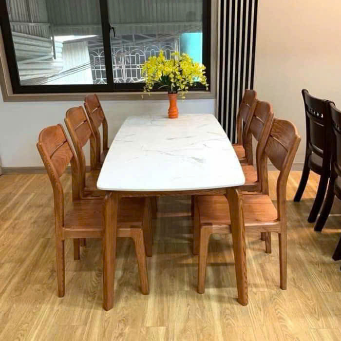 Bộ bàn ăn gỗ sồi nga mẫu BA06