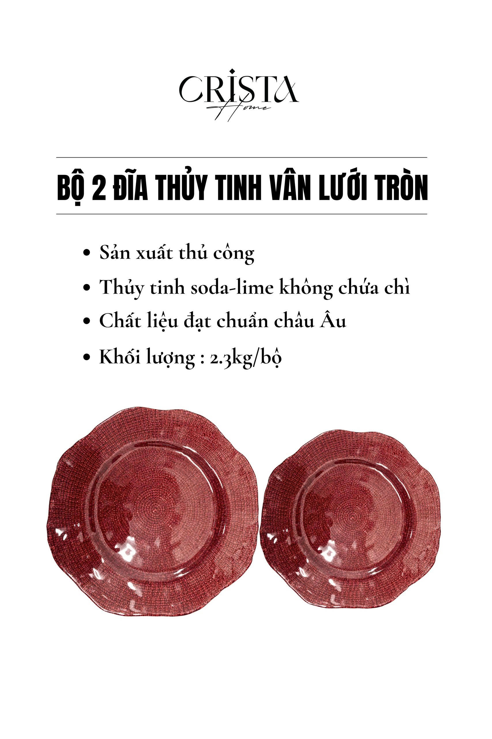 Bộ 2 đĩa thủy tinh CRISTA HOME Tròn hoa đào 34 + 30 cm, 60225_thumbnail_8