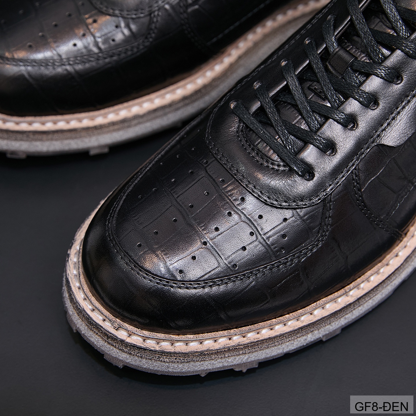 GF8 - Giày thể thao nam cổ thấp da bò họa tiết cá sấu đế Goodyear phong cách casual_thumbnail_6