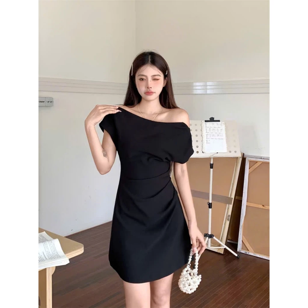 Váy body lệch vai dáng ngắn màu kem, Đầm dự tiệc sang chảnh Logastore_L194_thumbnail_5