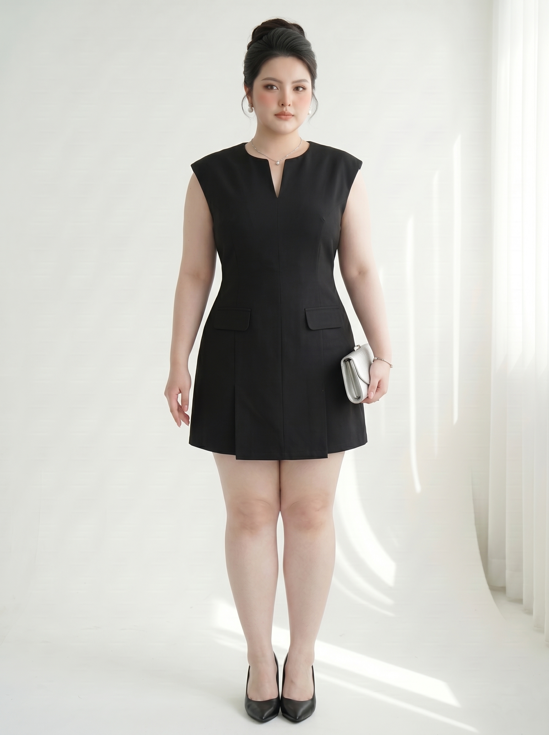 BIGSIZE - Đầm dáng A xẻ ngực kiểu bigsize DA179 dành cho nàng béo