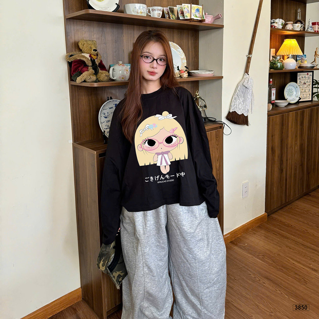 Áo thun tay dài form boxy Anime girl phong cách ulzzang dễ thương cá tính Miucho 3850_thumbnail_2