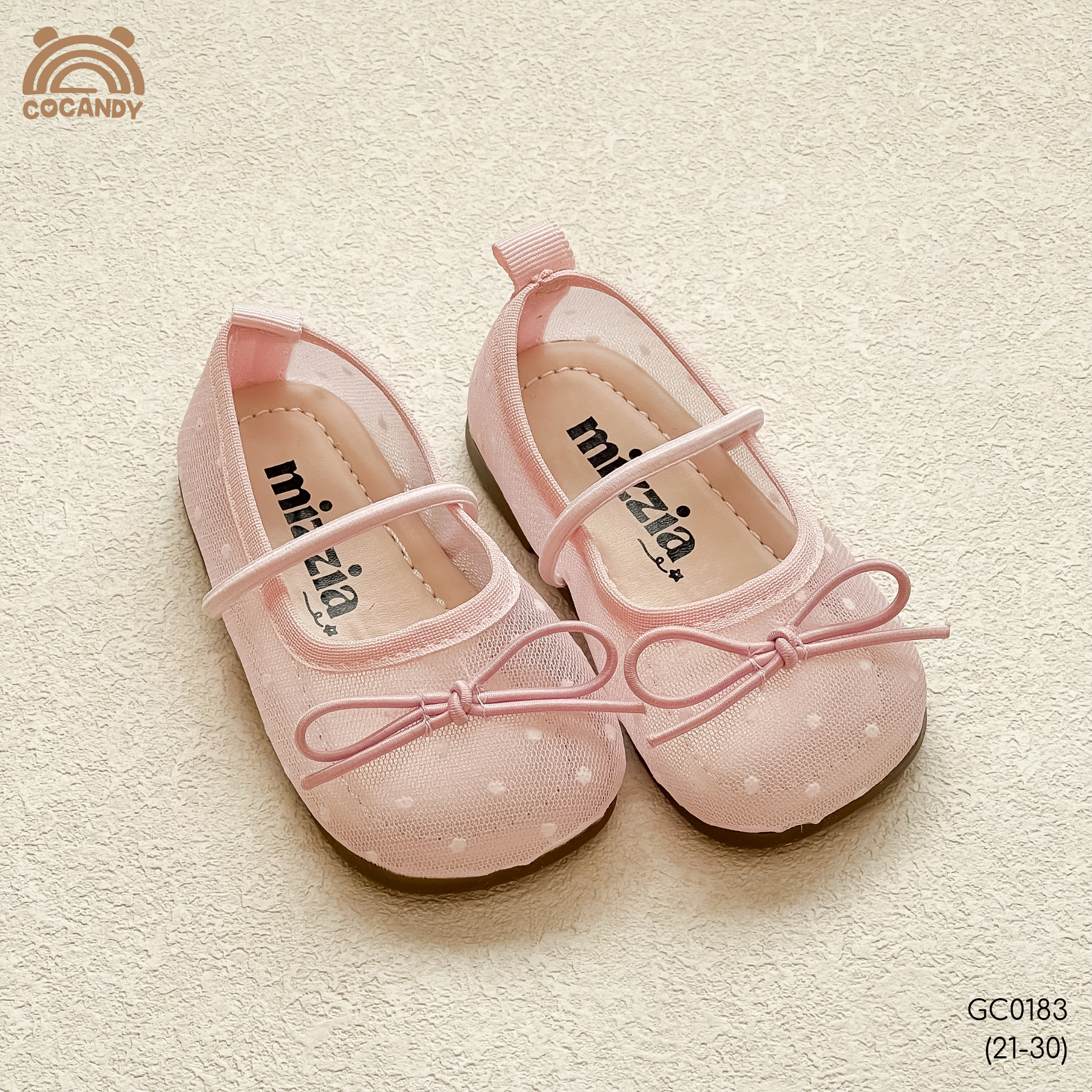 Giày búp bê nhập lưới HỒNG chấm bi MIZZIA