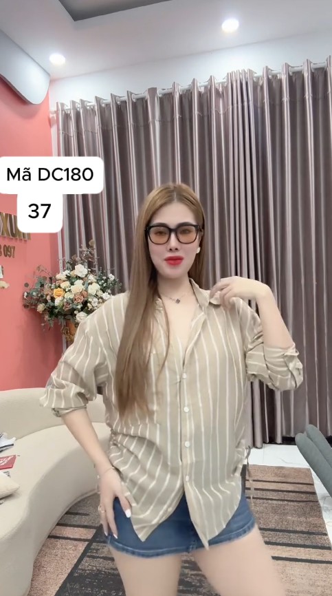 DC180 Áo sm from rộng rút eo