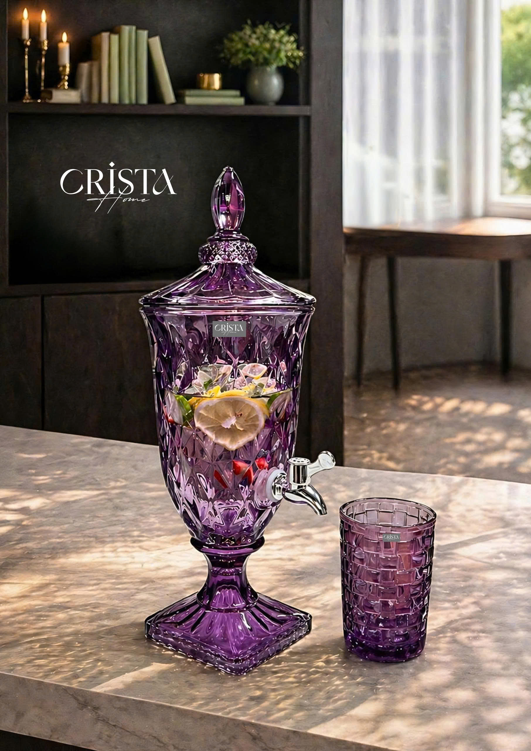 Bình thủy tinh vân kim cương có vòi 2L CRISTA HOME_thumbnail_12