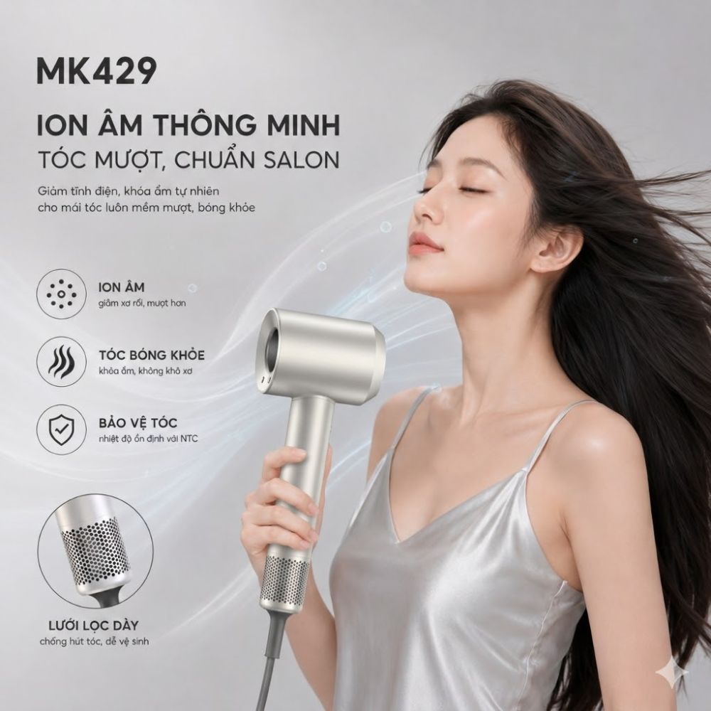 Máy Sấy Tóc Tốc Độ Cao Kachi MK429 ION (110.000 vòng/phút) - Sấy Nhanh, Chăm Sóc Tóc Ion Âm, Kiểm Soát Nhiệt NTC_thumbnail_6