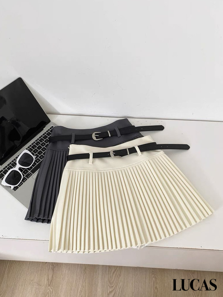 Chân váy xếp ly hạ eo + belt da đen_thumbnail_6