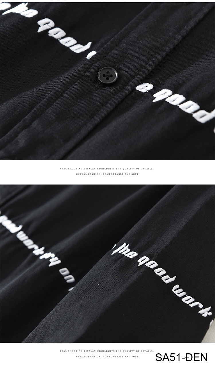SA51 - Áo Sơ Mi Nam Phong Cách Nhật Bản Thêu Tiếng Anh Tay Dài Thời Trang Đa Năng_thumbnail_13