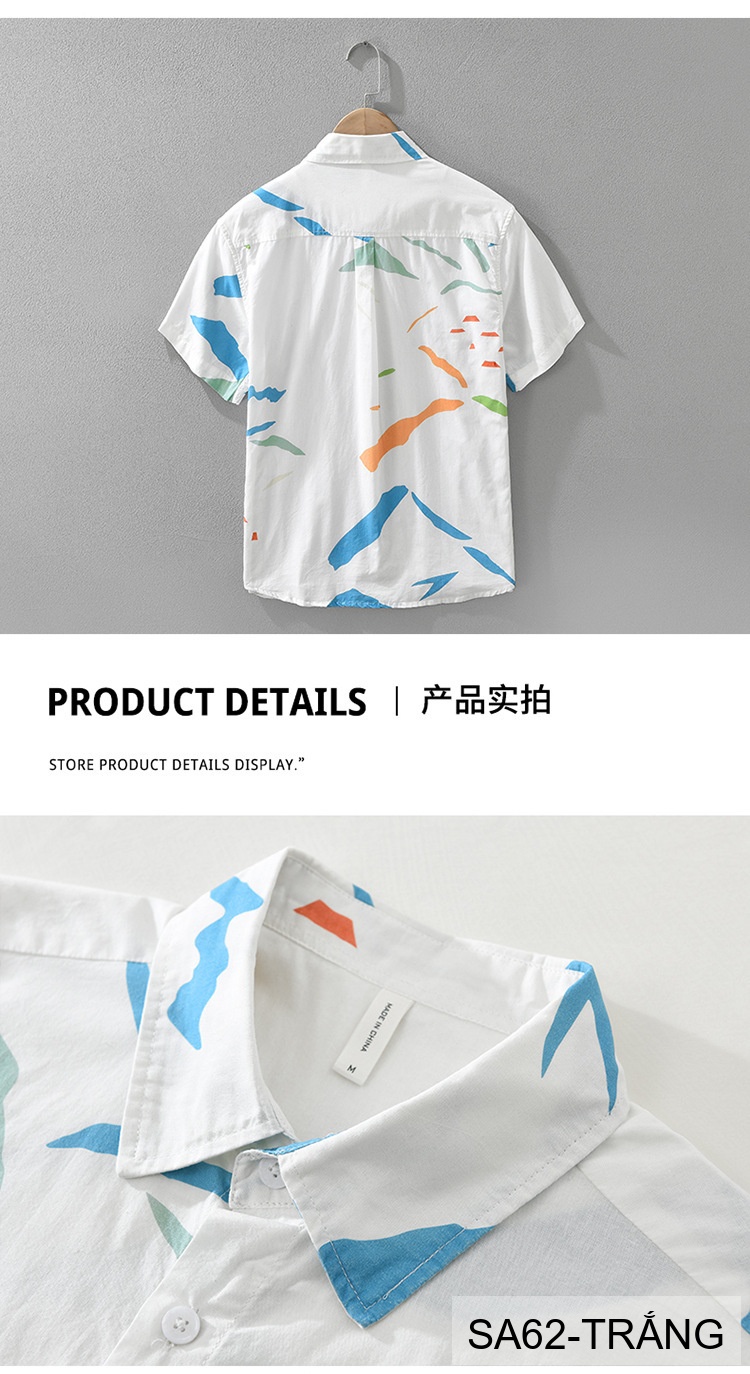 SA62 - Áo Sơ Mi Nam Tay Ngắn Phong Cách Nhật Bản In Hình Nghệ Thuật Chất Cotton Thoáng Mát_thumbnail_14
