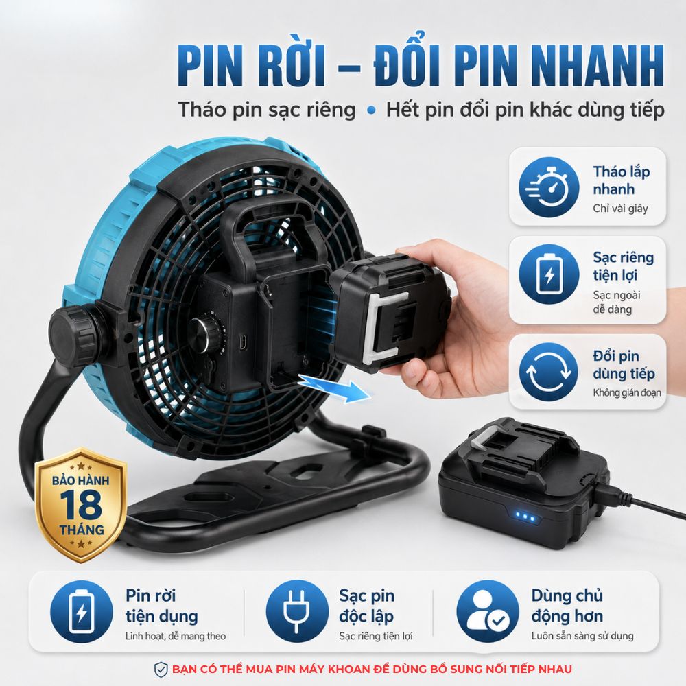 Quạt Để Bàn Tích Điện Kachi MK443 – Gió Turbo Mạnh Mẽ, Xoay 360 Độ, Thiết Kế Di Động Đa Năng_thumbnail_7