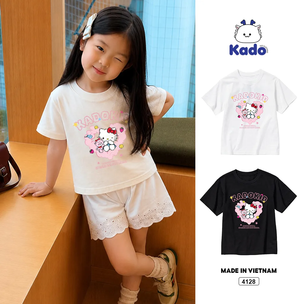 Áo thun bé gái mèo con đáng yêu Kado 4128