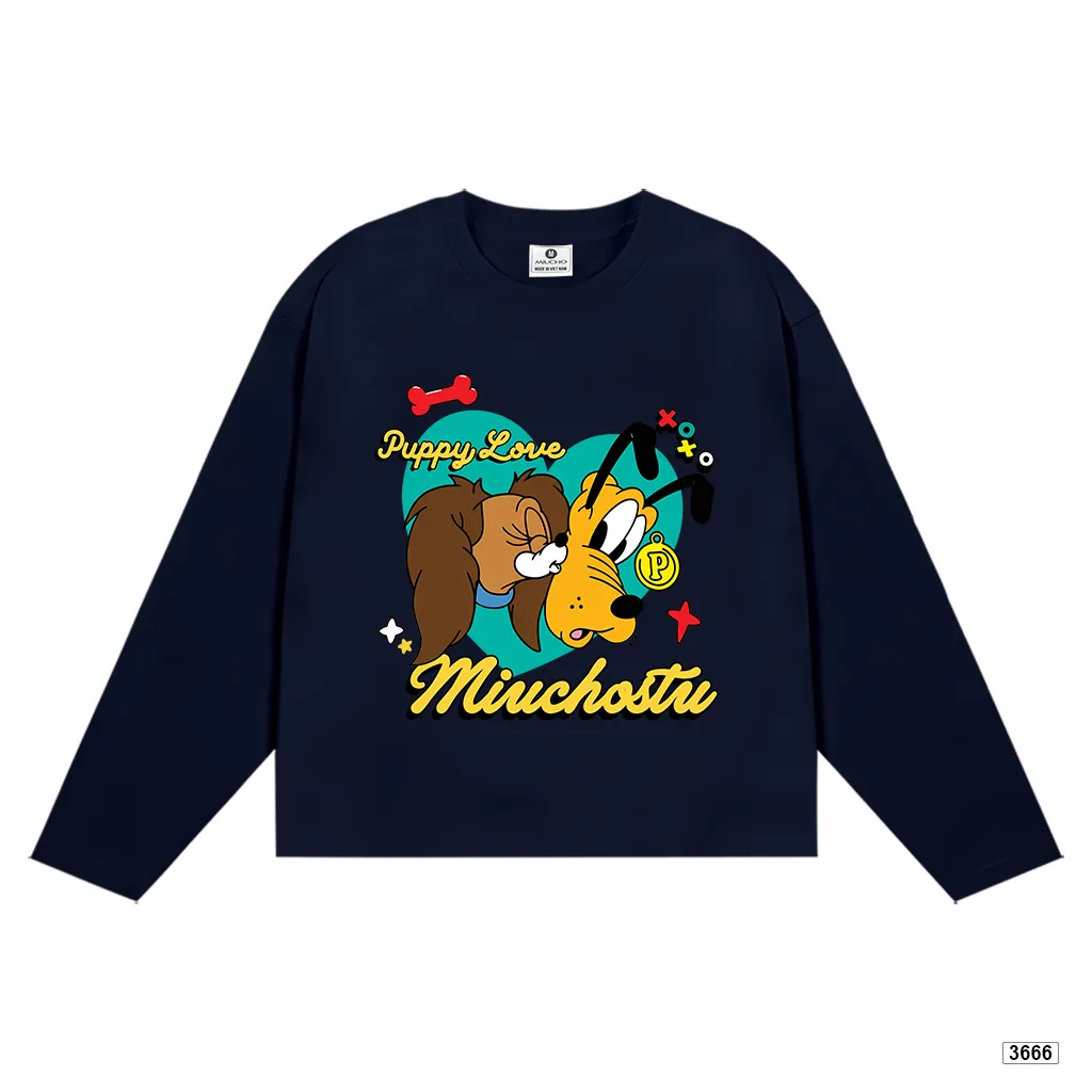 Áo thun boxy nữ tay dài form rộng hoạt hình cún Miucho 3666_thumbnail_10