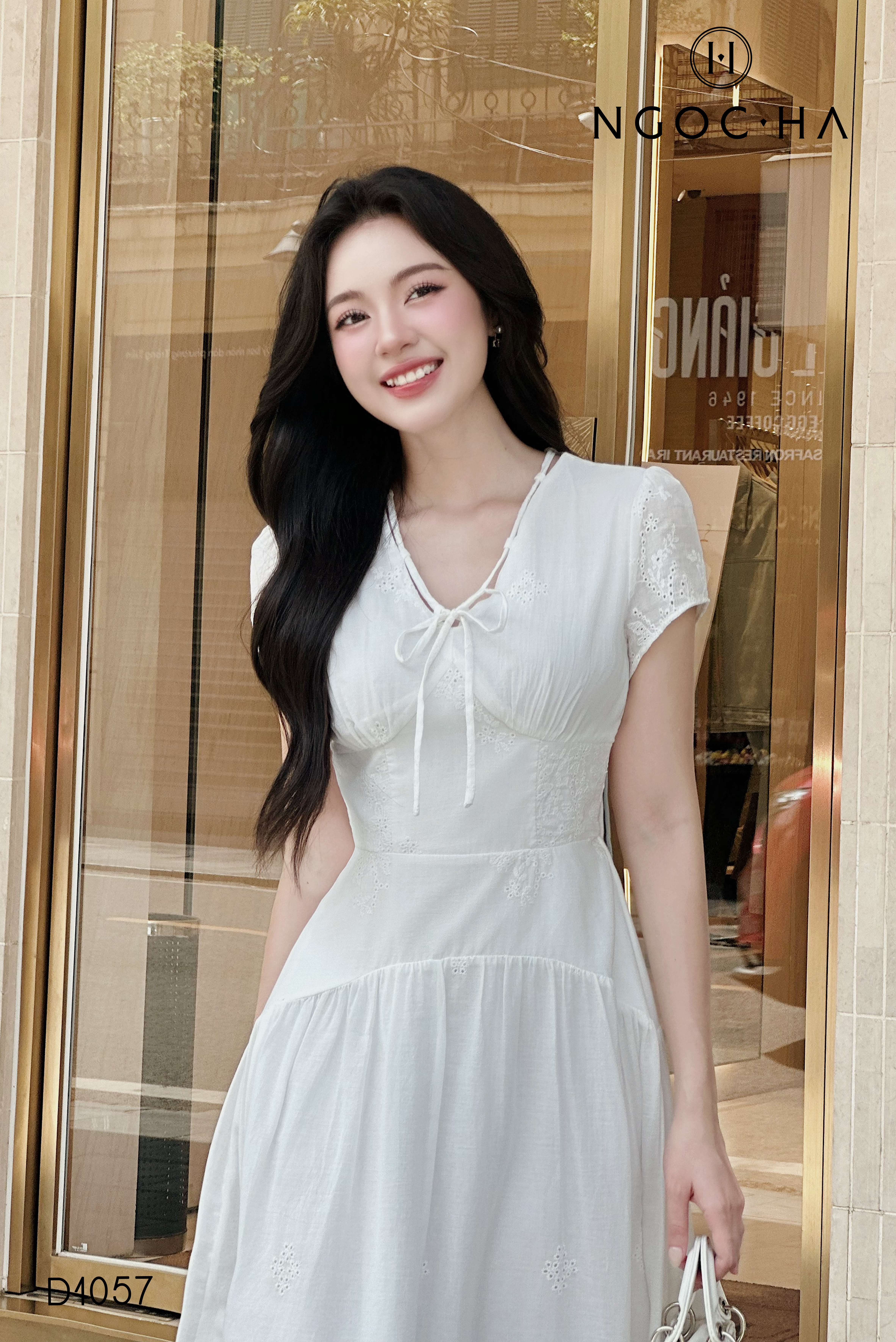 Venus Dress_ Đầm Thô Thêu Màu Trắng D1057