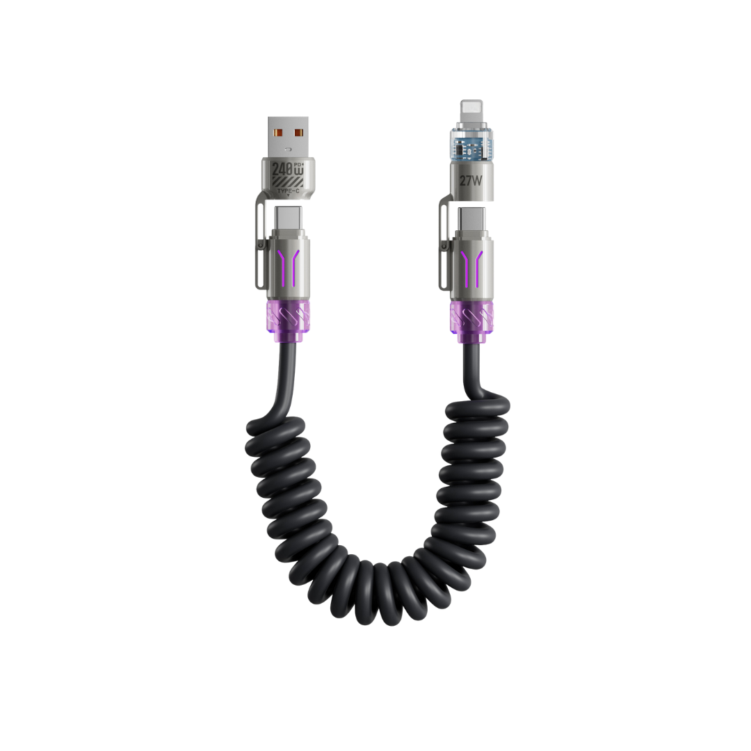 Cáp sạc nhanh 4 in 1 Lò Xo DC22 240W