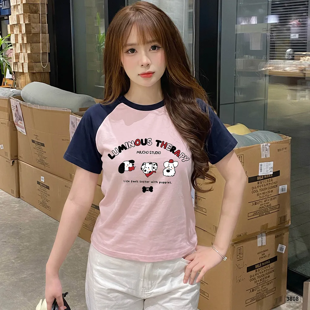 Áo thun babytee raglan hình cún cute phong cách Hàn Quốc đáng yêu Miucho 3808_thumbnail_5