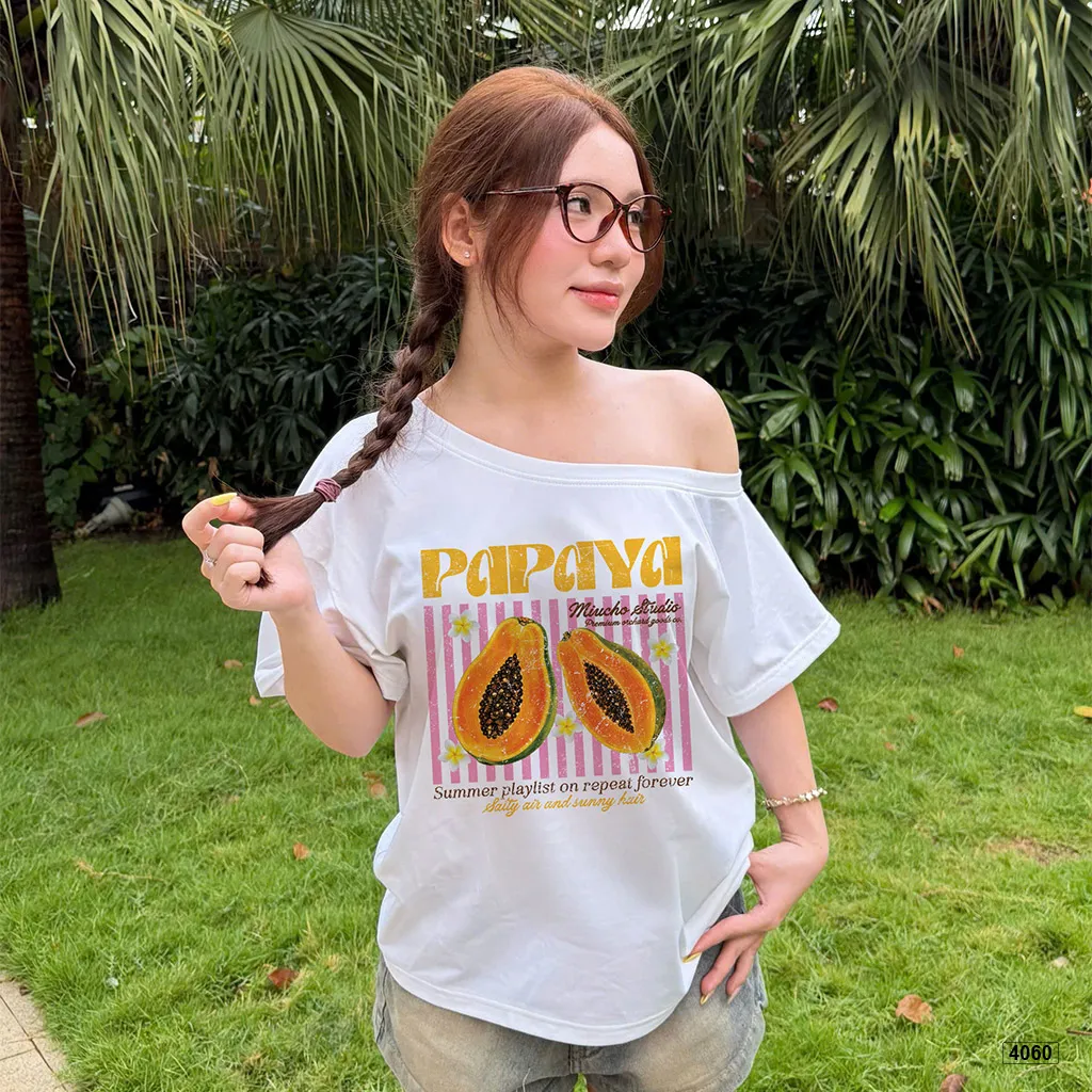 Áo thun nữ form rộng lệch vai Summer vibe Miucho 4060_thumbnail_6