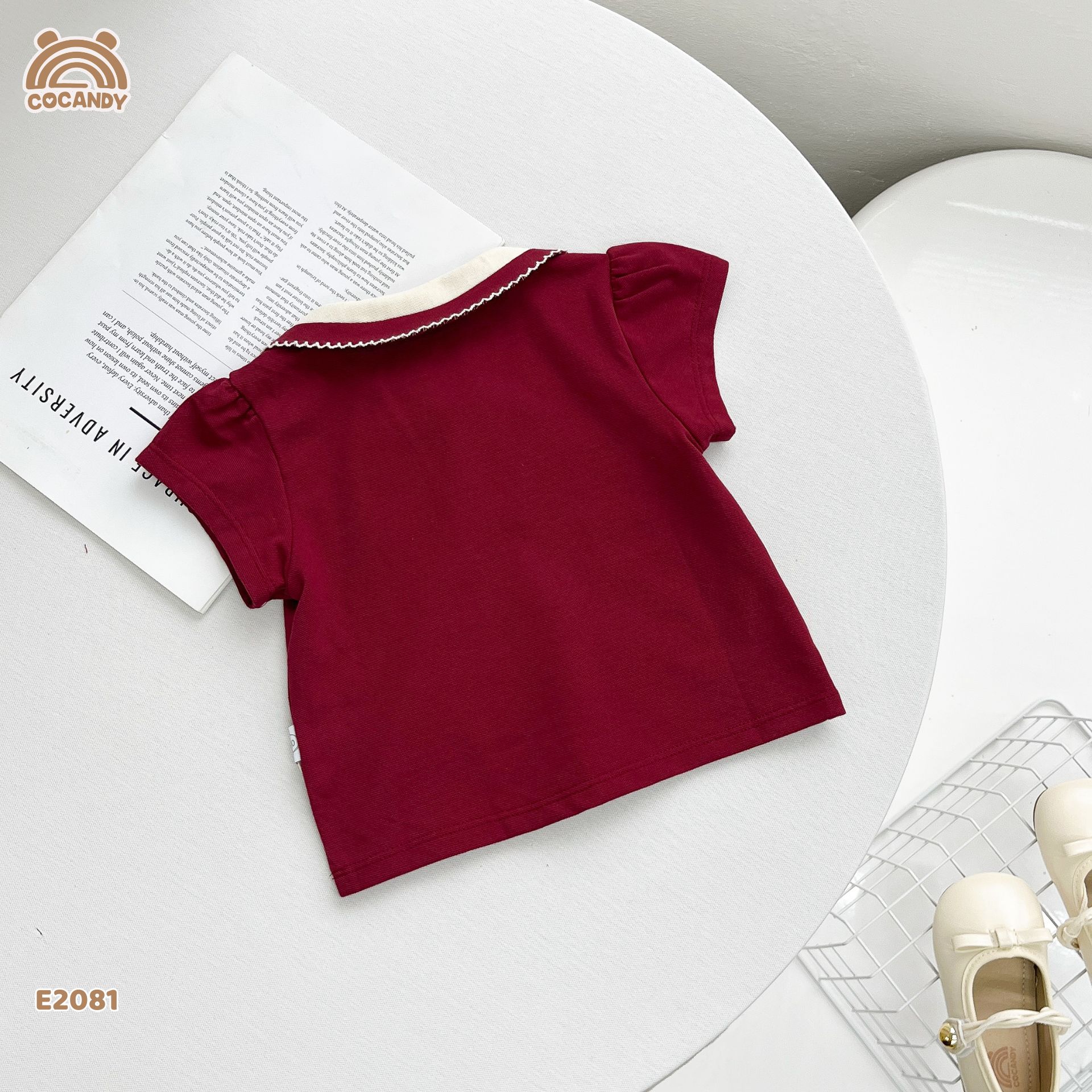 Áo cộc polo ĐỎ tag thỏ cổ sen_thumbnail_4