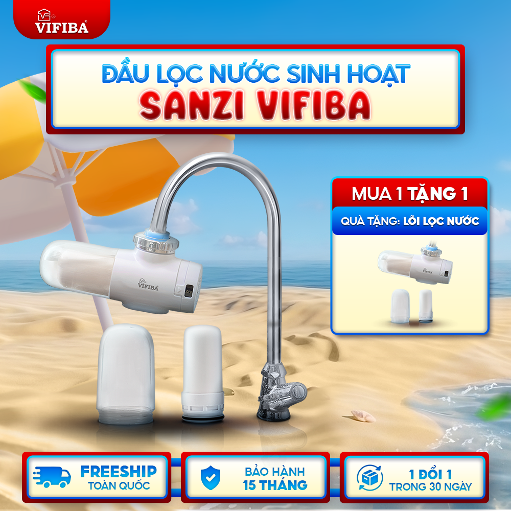 Bộ lọc nước VIFIBA x Sanbee Khử CLO - MUA 1 TẶNG 1