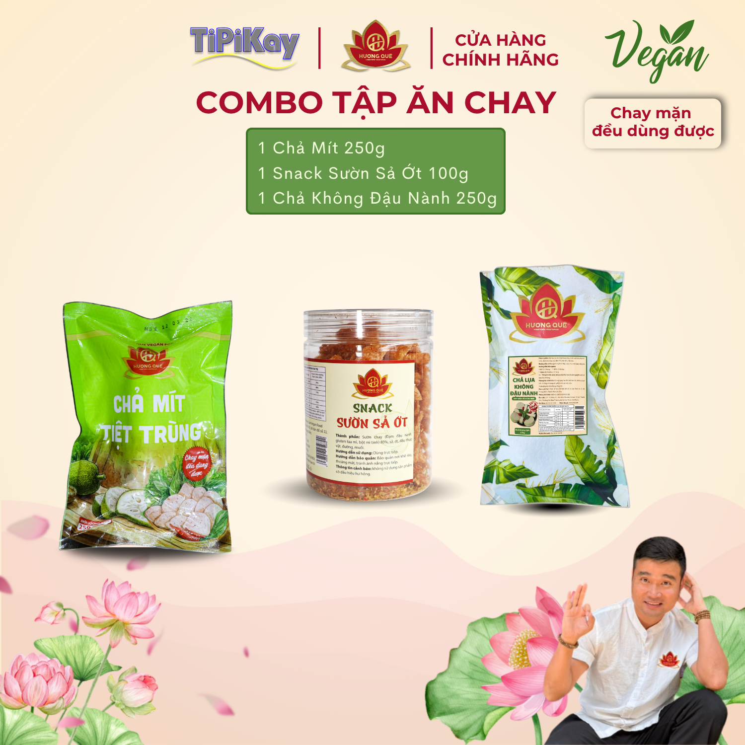 [Combo 3 Món] 1 Chả Mít 250g + 1 Chả Không Đậu Nành 250g + 1 Snack Sườn Sả Ớt 100g CBTP-CMCKDSS