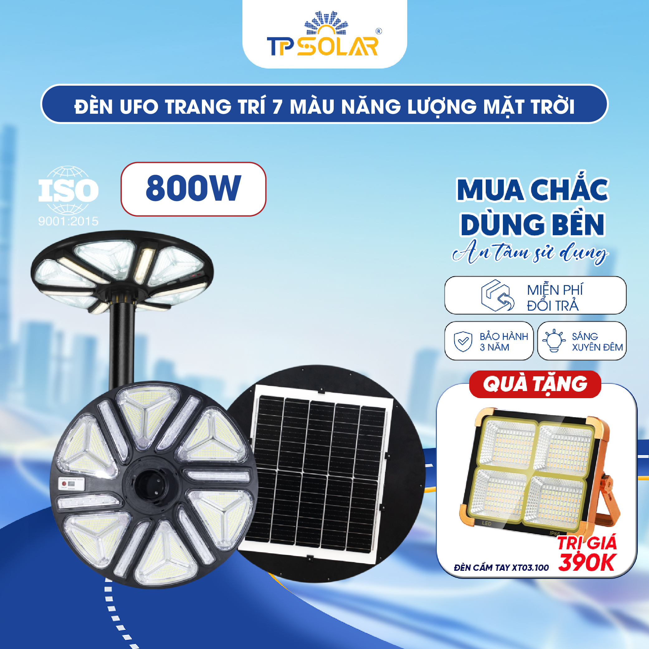 Đèn UFO trang trí 7 màu năng lượng mặt trời TP.UF12