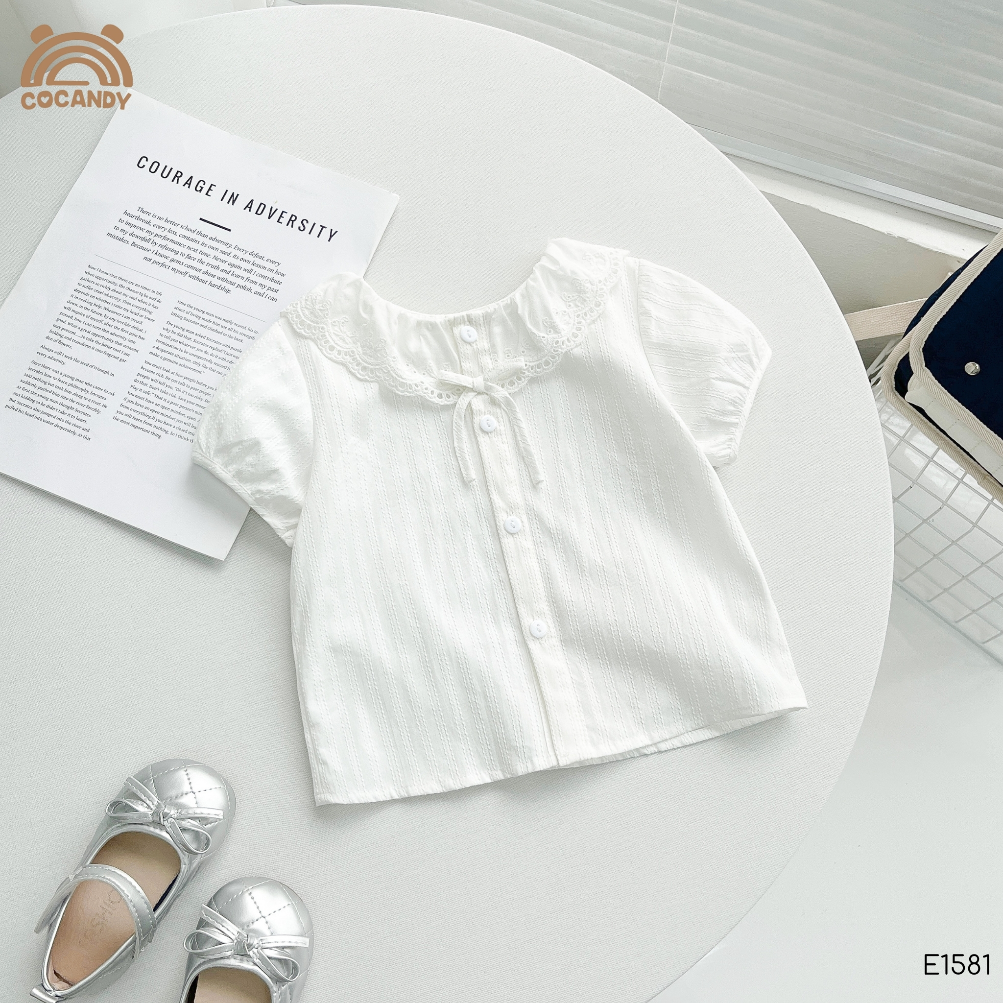 Áo cộc thô TRẮNG cổ ren tay phồng_thumbnail_3