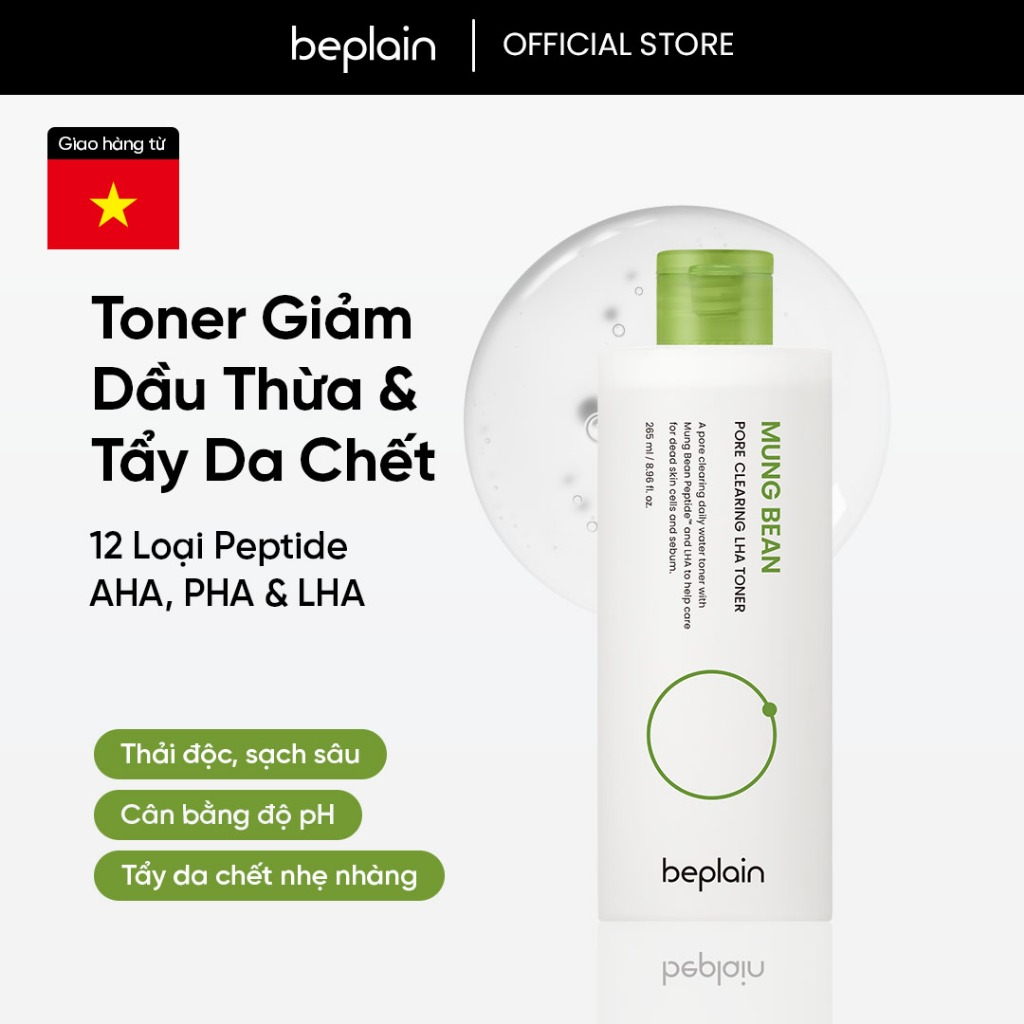 [BEPLAIN] Toner đậu xanh Beplain Mung Bean Pore Clearing LHA 265ml