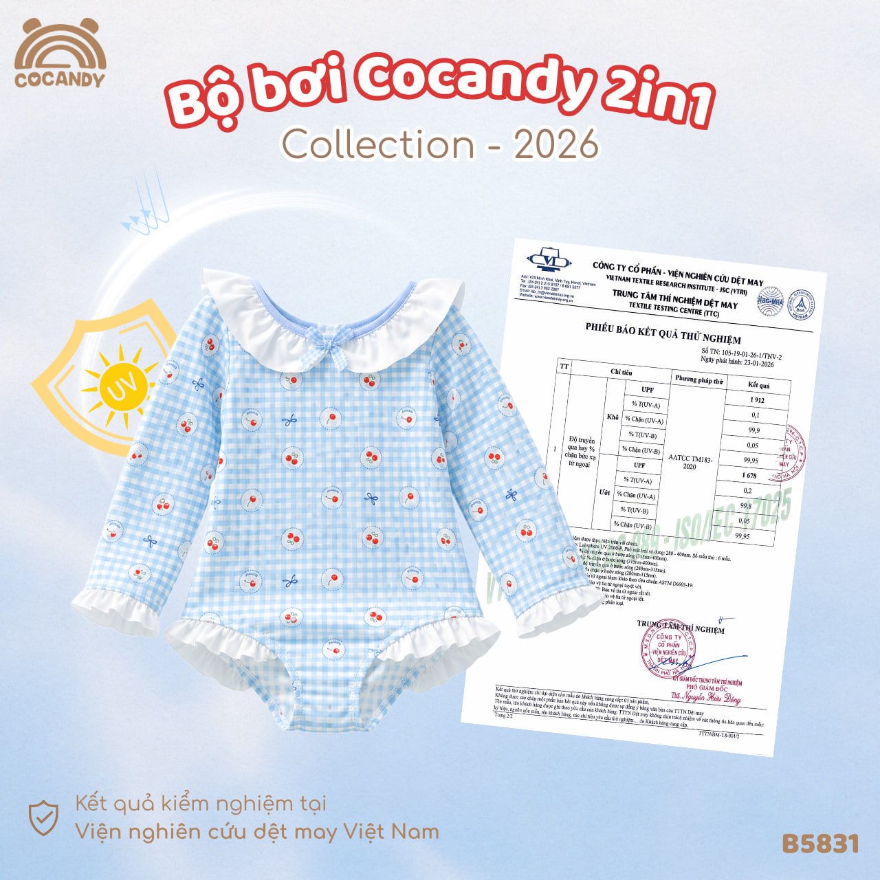 Bộ bơi dài caro XANH DƯƠNG cherry đỏ_thumbnail_1
