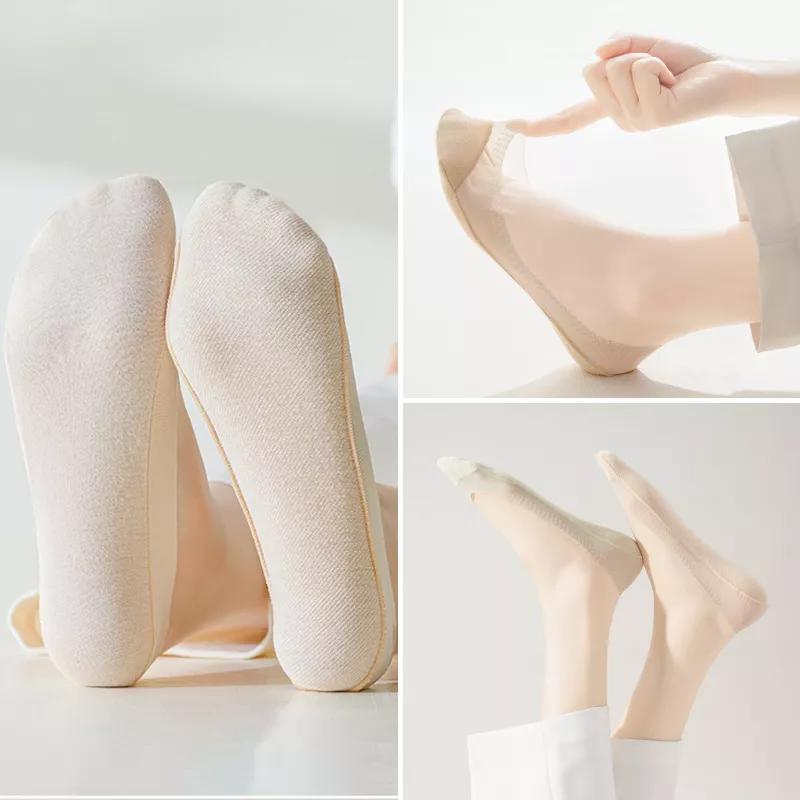 Set 5 Đôi Tất Thuyền Trong Suốt Lụa Băng